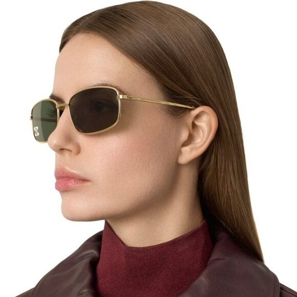 Celine RHINESTONE TRIOMPHE Men Sunglasses Gold Green Rectangle CL40285U  30N - Picture 12 of 14